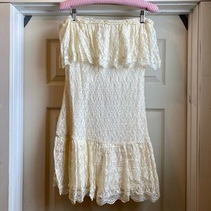 Moda International Strapless Cream Lace Dress